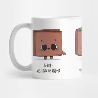 Before and After Visiting Grandma (wallet) Mug